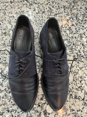 Jimmy Choo Navy Leather and Suede Lace-Up Oxfords